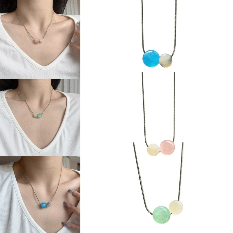 

Sweet Cool Y2k 3D Round Bead Pendant Necklace Fashion Punk Hip Hop Necklace