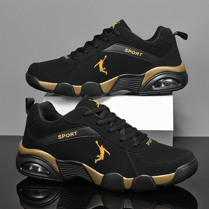 New Hot Men's Sports Shoes Air Cushion Basketball Shoes Men Breathable PU Leather Sports Shoes Light Running Shoes Men Sneakers