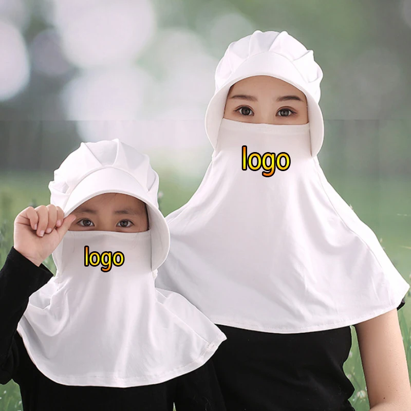 

New Summer Custom Logo Parent-child Ice Silk Sunscreen Hats Women Wide Brim Anti Uv Baseball Hat Men Neck Cover Fishing Cap