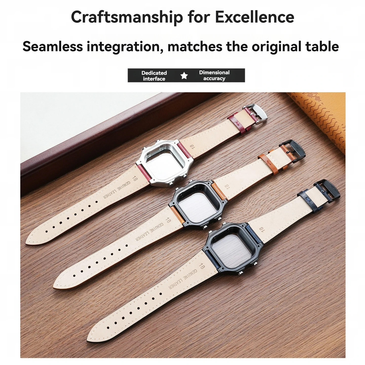 Фото Премиальный набор для модификации часов Casio AE1200/WS-1700H/WS1600 - корпус из нержавеющей стали + ремешок из натуральной кожи для мужчин №5