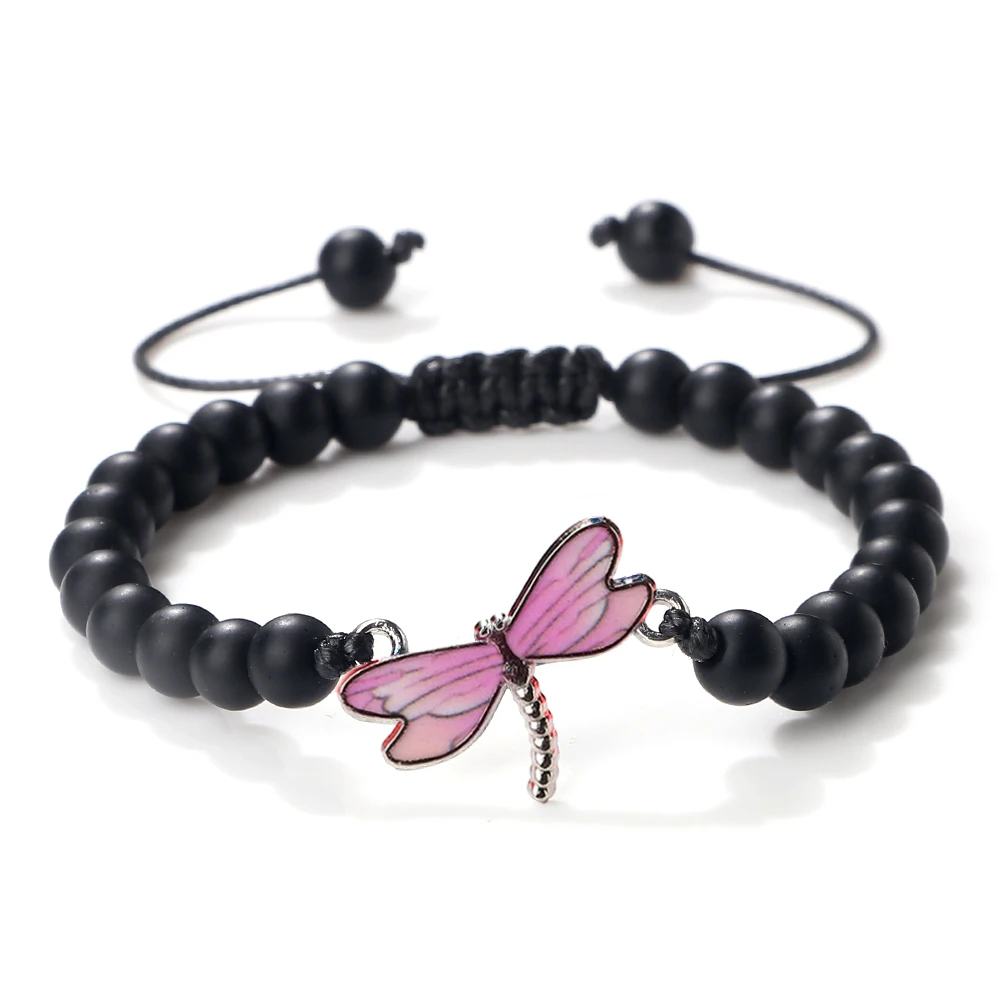 

Adjustable Vintage Dragonfly Pendant Bracelet Charm Men Natural Stone 6mm Beads Bracelets&Bangles For Women Fashion Jewelry Gift