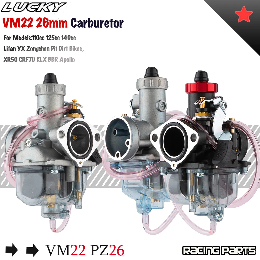 Карбюратор VM22 26 мм цинковый для питбайка Mikuni 110cc 125cc 140cc Lifan YX Zongshen XR50 CRF70 KLX BBR Apollo