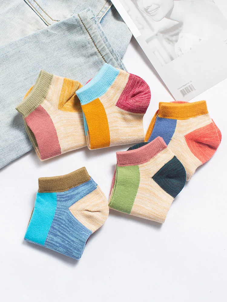 5 Pairs Men's Cotton Boat Socks Short High Quality New Plaid Casual Breathable Antibacterial Men's Ankle Socks for Men