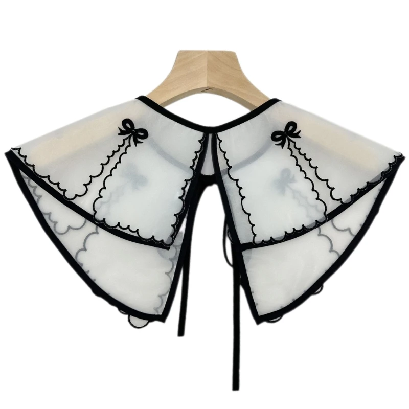 Новый стиль женский накладной воротник для девочек накидка с бантом съемный