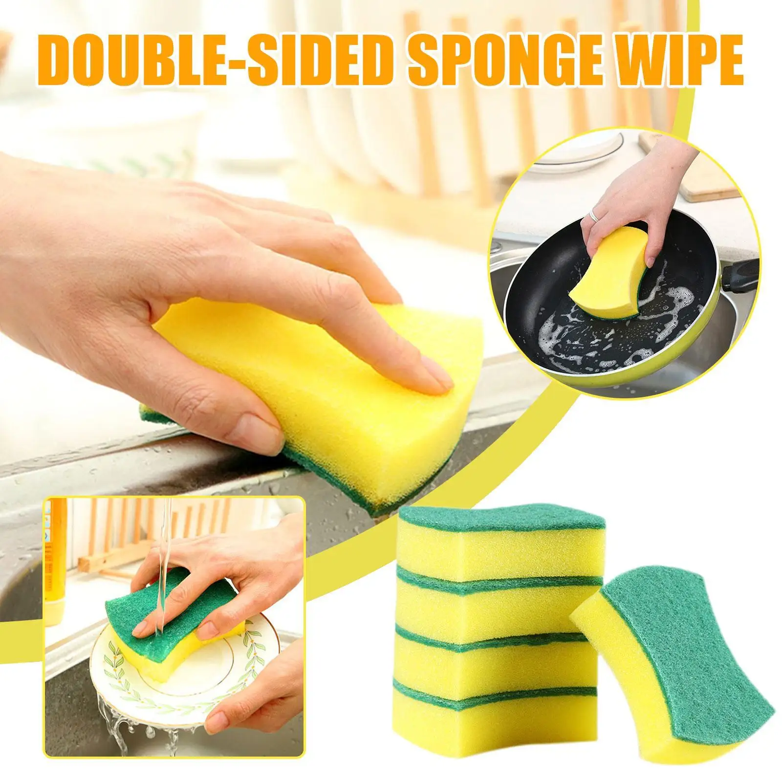 

10 шт., двусторонняя губка для мытья посуды