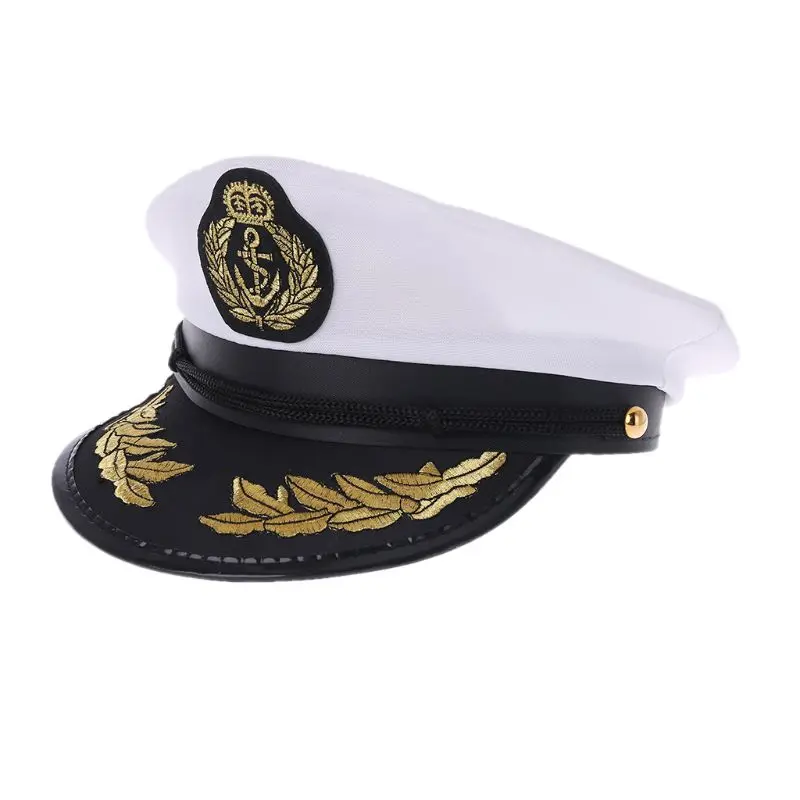 

2023 New White Adult Yacht Boat Captain Navy Cap Cosplay Dress Hat