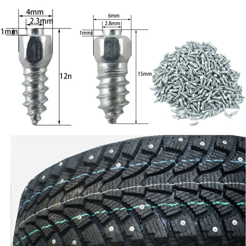 

Стальные Винты-гвоздики для колесных шин, 50/100 шт., 12 мм/15 мм/0,59 дюйма, шипы для зимних шин для автомобиля, внедорожника, вездехода, Нескользящие винты для снега
