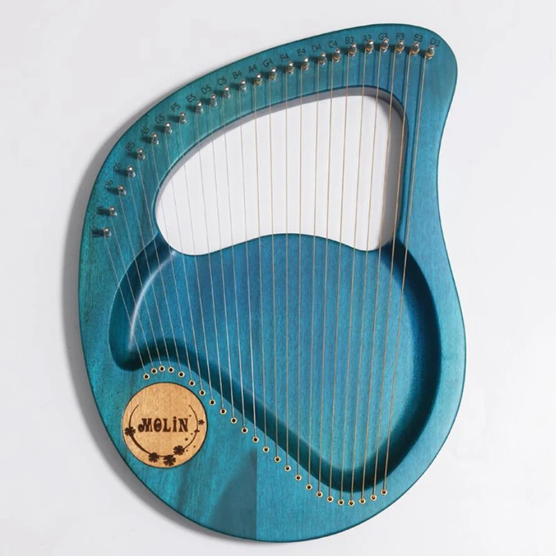 

New Lyre Harp,Greek Violin,24-String Mahogany Lyre Instrument,Handheld Harp With Tuning Wrench,For Beginner Music Lovers,Etc