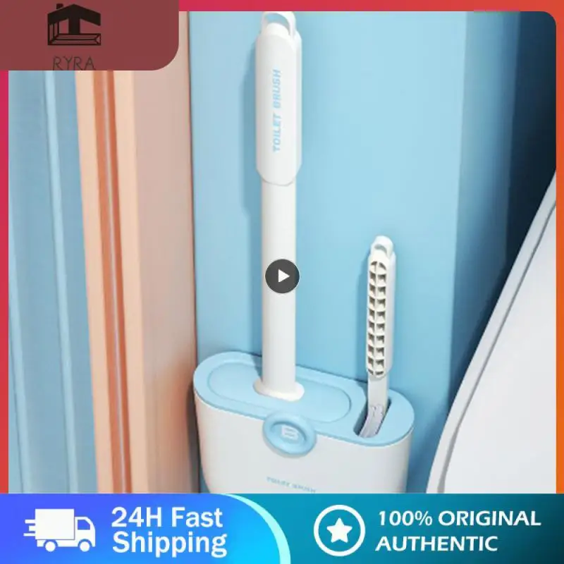 

5/8/10PCS Long Handle Toilet Brush Wall Hanging Dual Use Tpr Brush Head Silicone Toilet Wash Artifact Set Strong Detergency