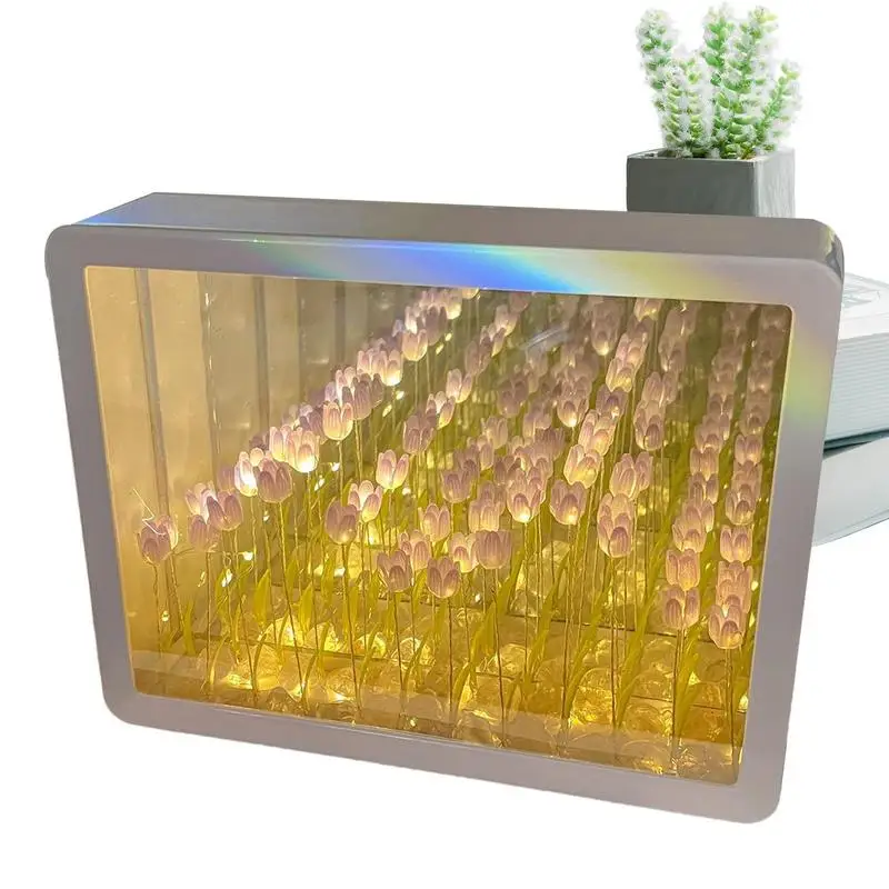 

Tulip Lamp Tulip DIY Mirror Bedroom Desktop Bedside Nightlights Lamps Decors For Teen Girls Furniture Ornament With Simulation