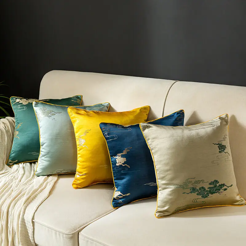 

Luxury Chinese High precision Jacquard Pillowcase embroidery Cloud Cushion Covers 45x45cm Decor For Living Room Beding Room