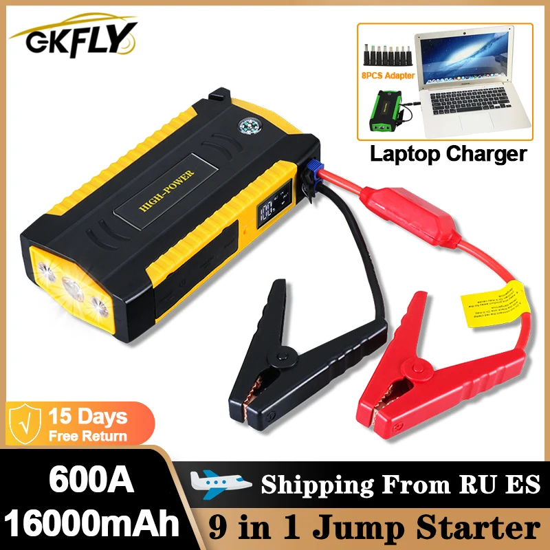 

GKFLY Upgrade Car Jump Starter 12V Portable Power Bank Starting Device Emergency Petrol or Diesel Booster Start For Auto Buster