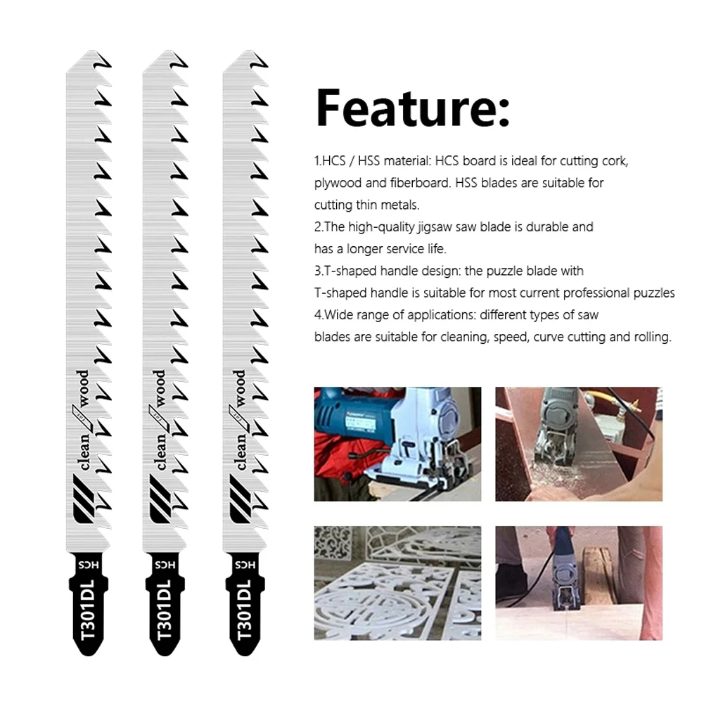 

5Pcs T301DL Jigsaw Blades Reciprocating Saw Blade For Sheet Panels For Cutting Wood Metal Renovator Power Tools Accessories