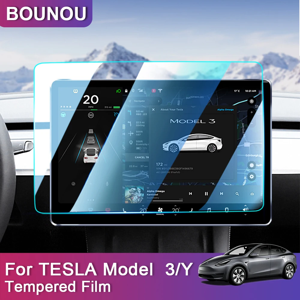 

Bounou 1PC Center Control Screen Scratch-resistant Glass Film Tempered Glass For Tesla Model 3 Y Protector Film Car Accessories