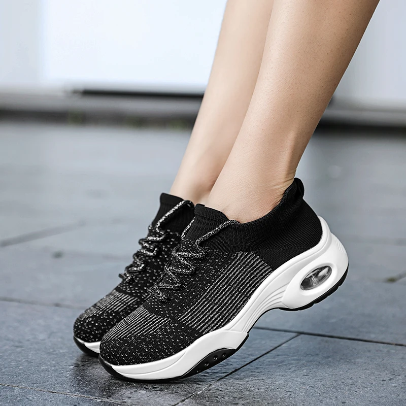 

Women Sneakers Comfortable Walking Shoes Air Cushion Thick Bottom Increasing Height Tennis Trainers Breathable Wear-resistant