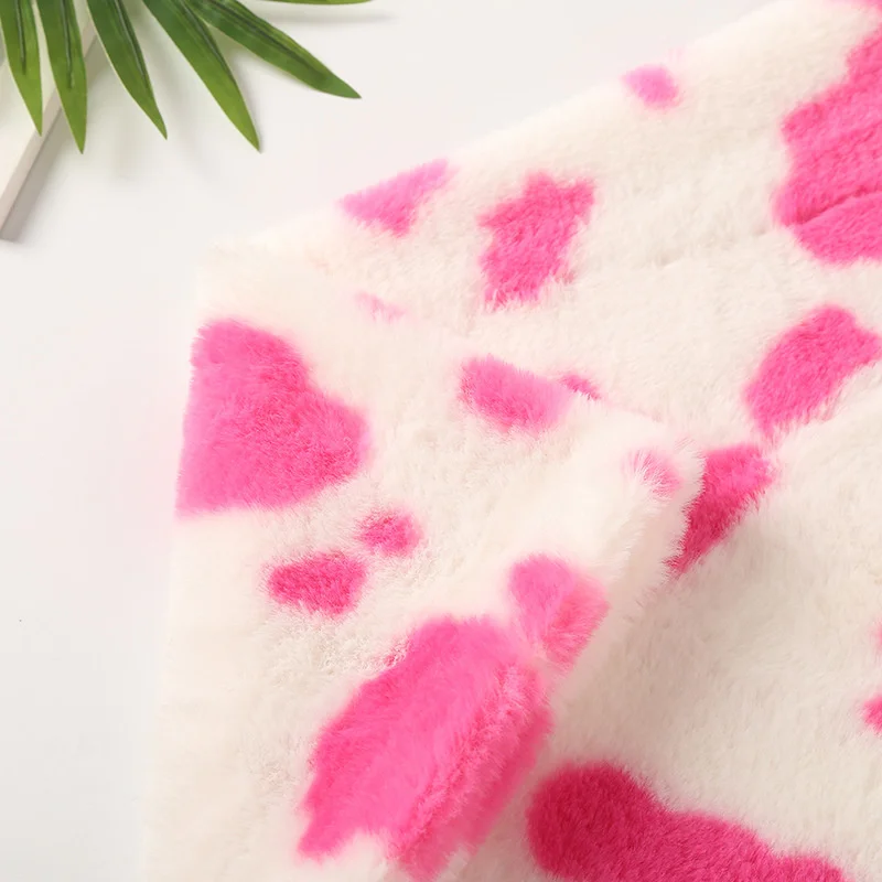 Короткая плюшевая ткань имитация кроличьего меха с рисунком коровы мягкая из