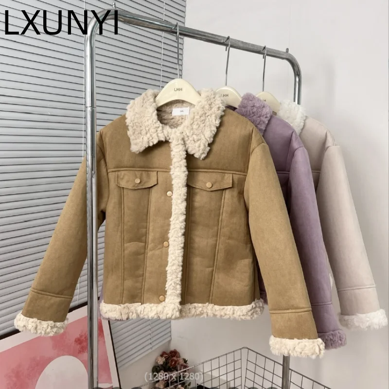 Thickening Warm Fur Shearling Coat Fir Women 2022 Autumn Winter New Freece Casual Loose Single breasting Suede Jacket
