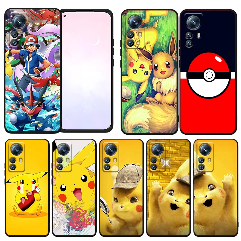 

Pokemon Pikachu Cartoon Phone Case For Xiaomi Mi 12T 12S 12X 12 11 11T 11i 10T 10 9 Pro Lite Ultra 5G Soft TPU Black Cover