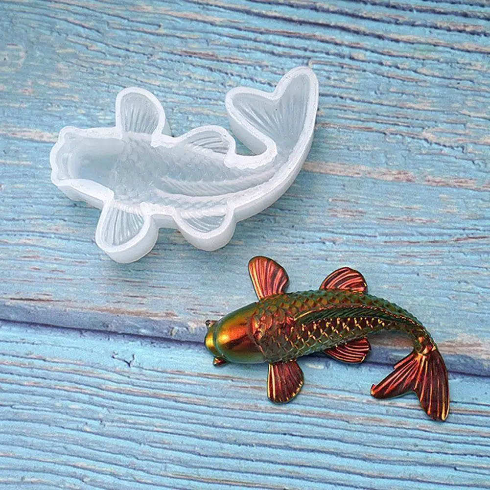 

3d Koi Fish Silicone Mold Diy Goldfish Epoxy Resin Making Jewelry Pendant Decor Cake Mold Plaster Clay Fondant Crafts W6w5