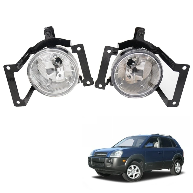 

1Pair Car Front Bumper Fog Lights Assembly Driving Lamp Foglight With Bracket For Hyundai Tucson 2005-2009