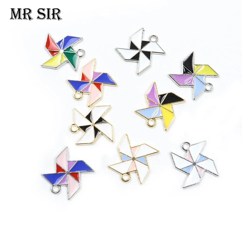 

10pcs Cartoon Enamel Mini Windmill Charms Pendants Necklaces Earrings Bracelets Findings Handmade DIY Jewelry Making Accessories