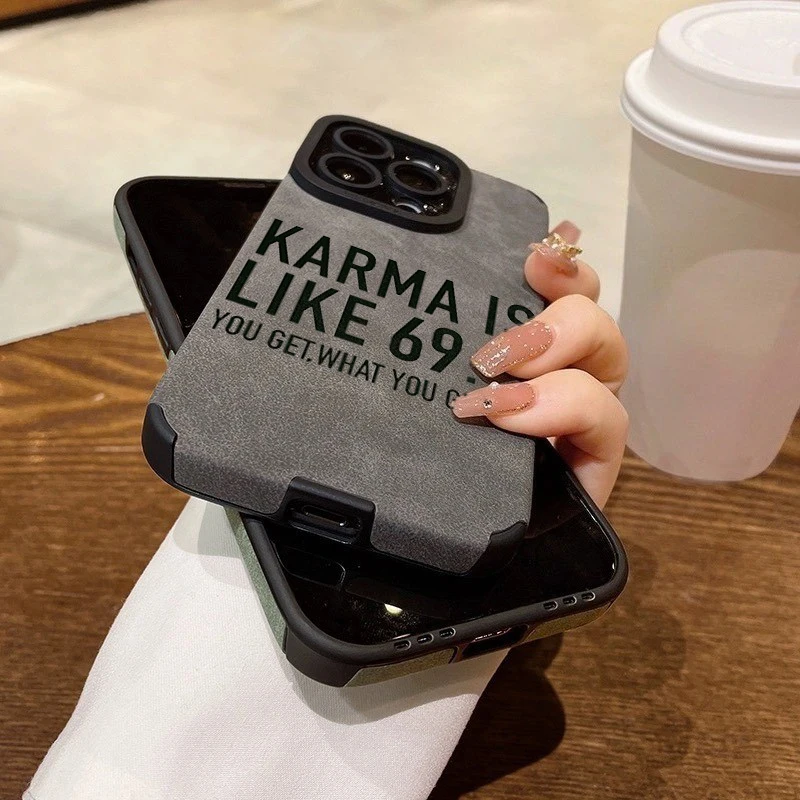 Фото Чехол для телефона Karma Is Like 69 со слоганом для iPhone 17 16 15 14 13 12 11 Pro Max Air XR X XS 7 8 Plus SE 2022 Мягкий чехол из искусственной кожи №5