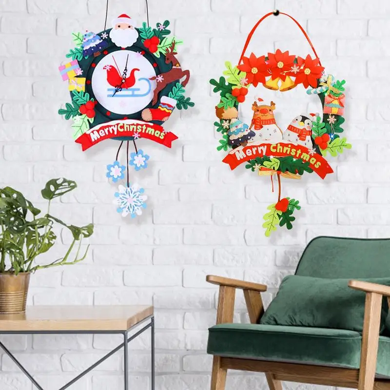 

Artificial Christmas Wreath DIY Felt Christmas Door Wreath with Light Handcrafted Luminous Farmhouse Wreath Christmas Wreaths