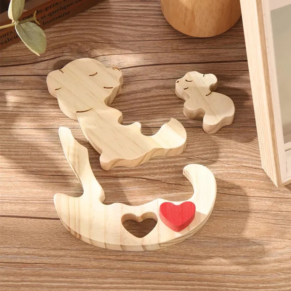 2024 персонализированная деревянная головоломка с медведем любви семейная