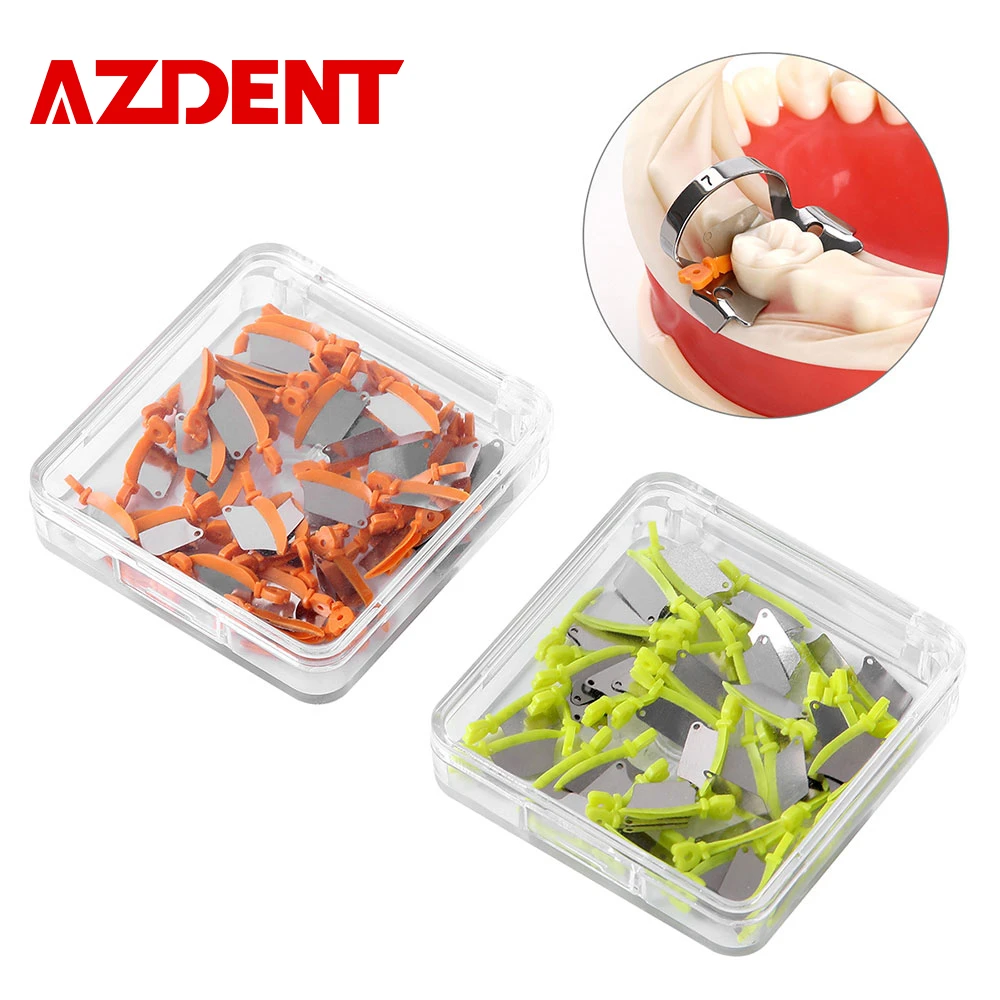 AZDENT 50Pcs/Box Dental Prime Teeth Interproximal Plastic Wedge Guard With Metal Protection Steel Matrix Dentist Equipment Tools