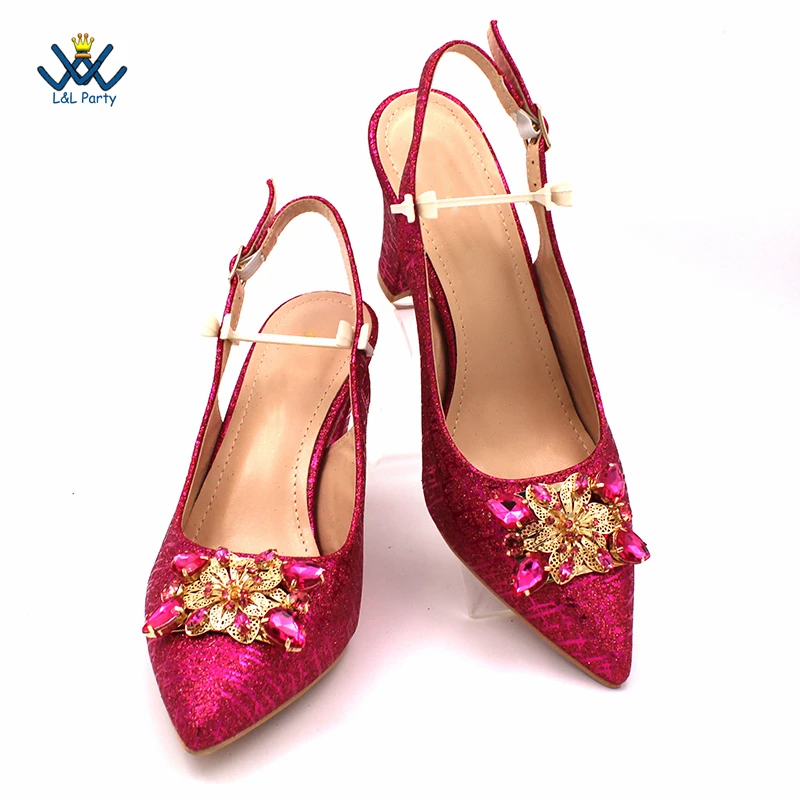 2024 New Arrivals Fuchsia Color Italian Design Shoes Matching Bag Set Mature Style African Ladies Pumps for Dress