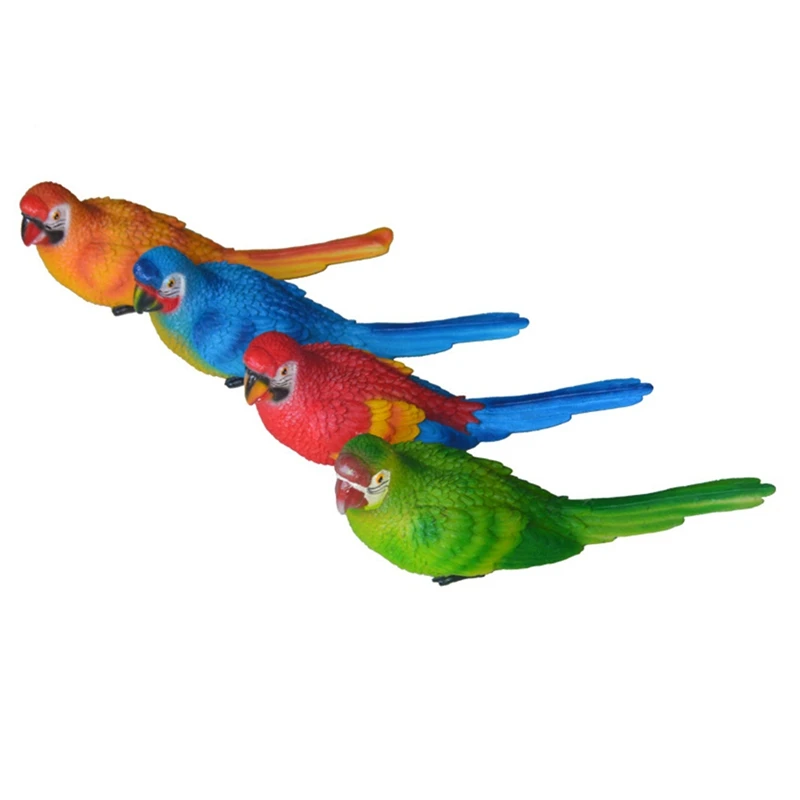 

4PCS Wall Mounted Handmade Simulation Parrot Tree Wall Hanging Tree Garden Decoration Resin Crafts Bird Model