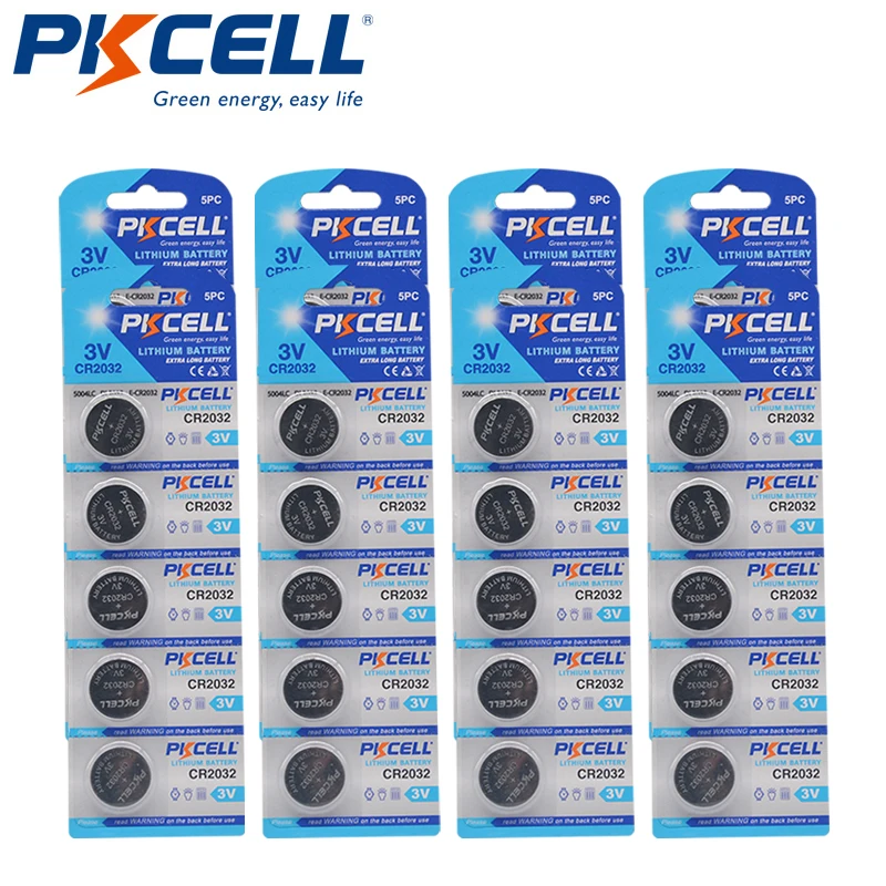 

40PCS PKCELL CR2032 3V button batteries BR2032 DL2032 ECR2032 Cell Coin Lithium Battery for watch car remote key