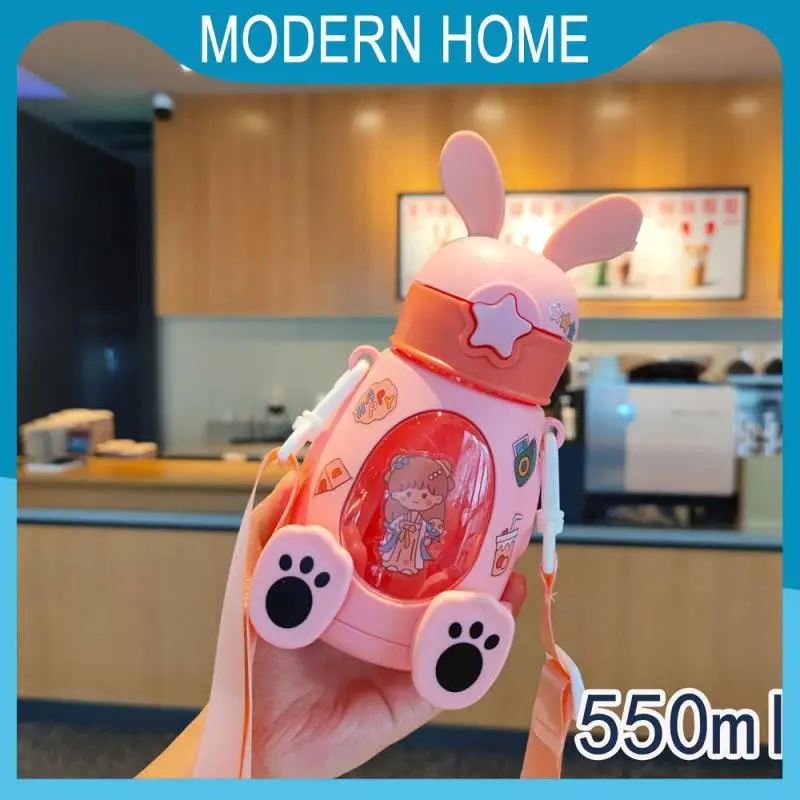 

High Value Drinking Cup Adult General 550ml Sport Water Bottle Cartoon Animal Rabbit Spring Cover Water Bottle Kitchen Tools Pc