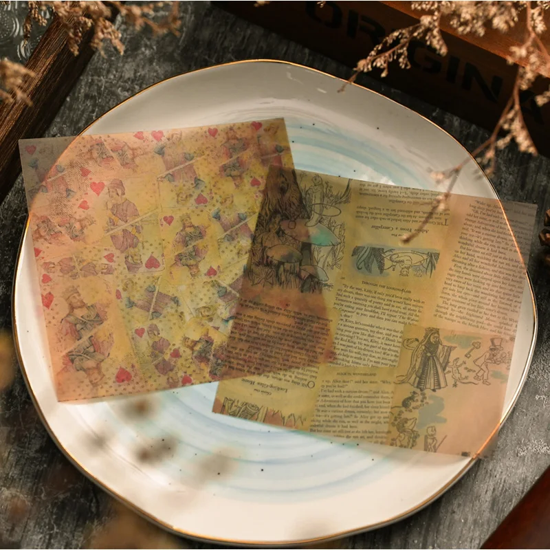 12 листов наклейки в стиле страны чудес винтажные маленькие прозрачные материал