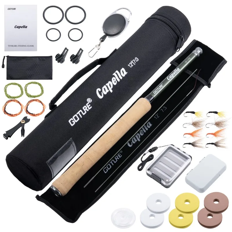 Goture Tenkara 12FT Fly Fishing Rod Combo с рыбными крючками Mainline мушки приманки набор трубок сумка