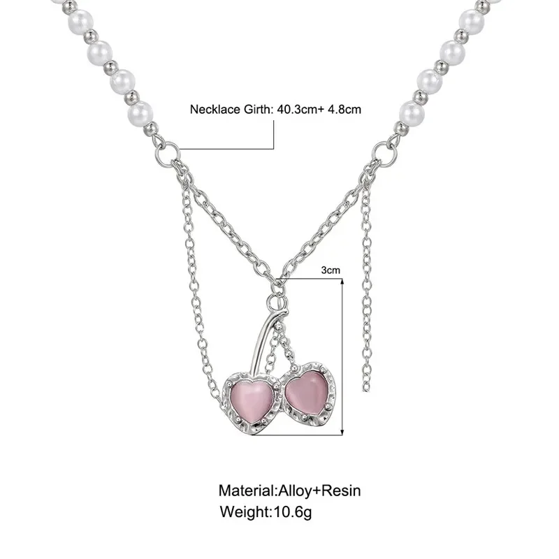 Ожерелье с подвеской в виде вишни розовым кристаллом длинные жемчужные ожерелья