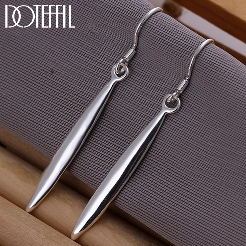 

DOTEFFIL 925 Sterling Silver Double Needle Drop Earrings For Woman Wedding Engagement Party Fashion Charm Jewelry