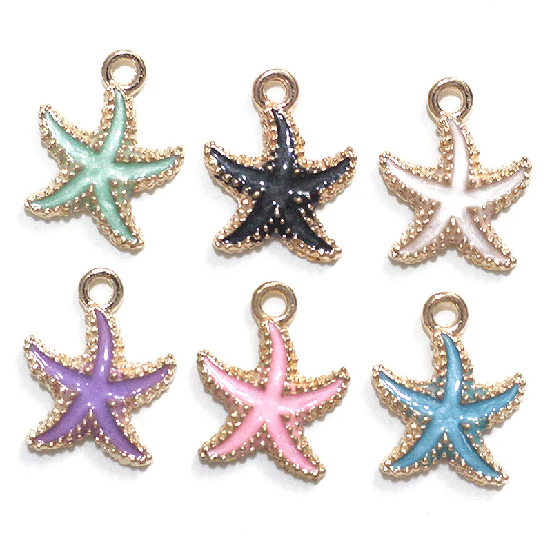 

10pcs/lot New Style Starfish Enamel Charms Zinc Alloy Ocean Starfish Oil Drop Pendant Charms for Jewelry Finding Making CraftS