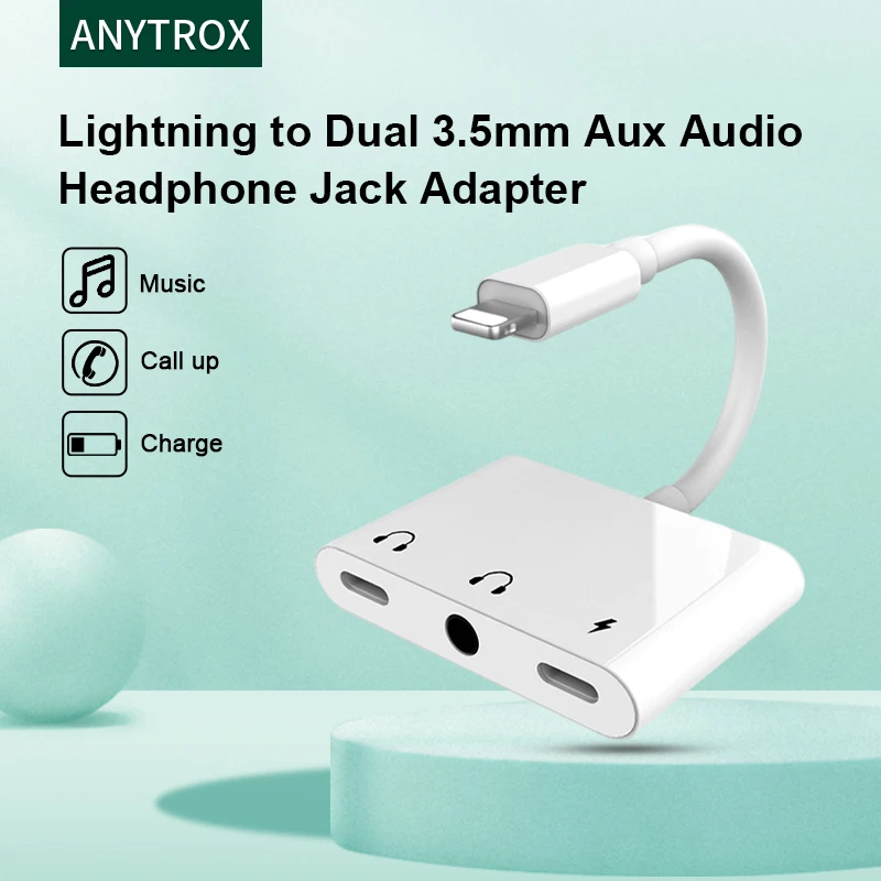 

Lightning Headphone Adapter 3.5mm Headphone Jack Adaptor Audio and Fast Charging Adapter Headphone Splitter for iPhone