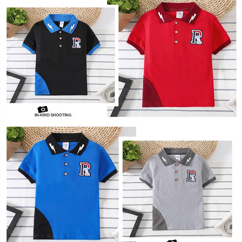 New Kids Boy Polo Shirt Summer R Polo Shirts for Boys Short Sleeve Tee Baby T Shirt Turn down Collar Baby Clothing 2-8 Y enlarge