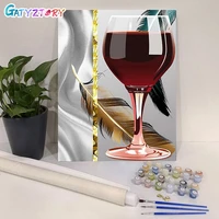 gatyztory coloring by number wine kits for adults handpainted diy frame drawing on canvas scenery home decoration 60x75cm