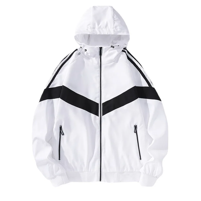 

Spring Autumn Bomber Jacket Men Casual Fashion Hooded Teenagers Handsome Korean Men Clothing White Black Patchwork Man Jackets