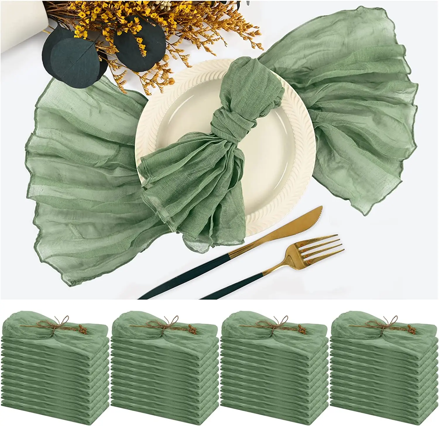 Saga Green Wedding Napkins 20inch Serving Napkins Dining Placemats Party Table Decor