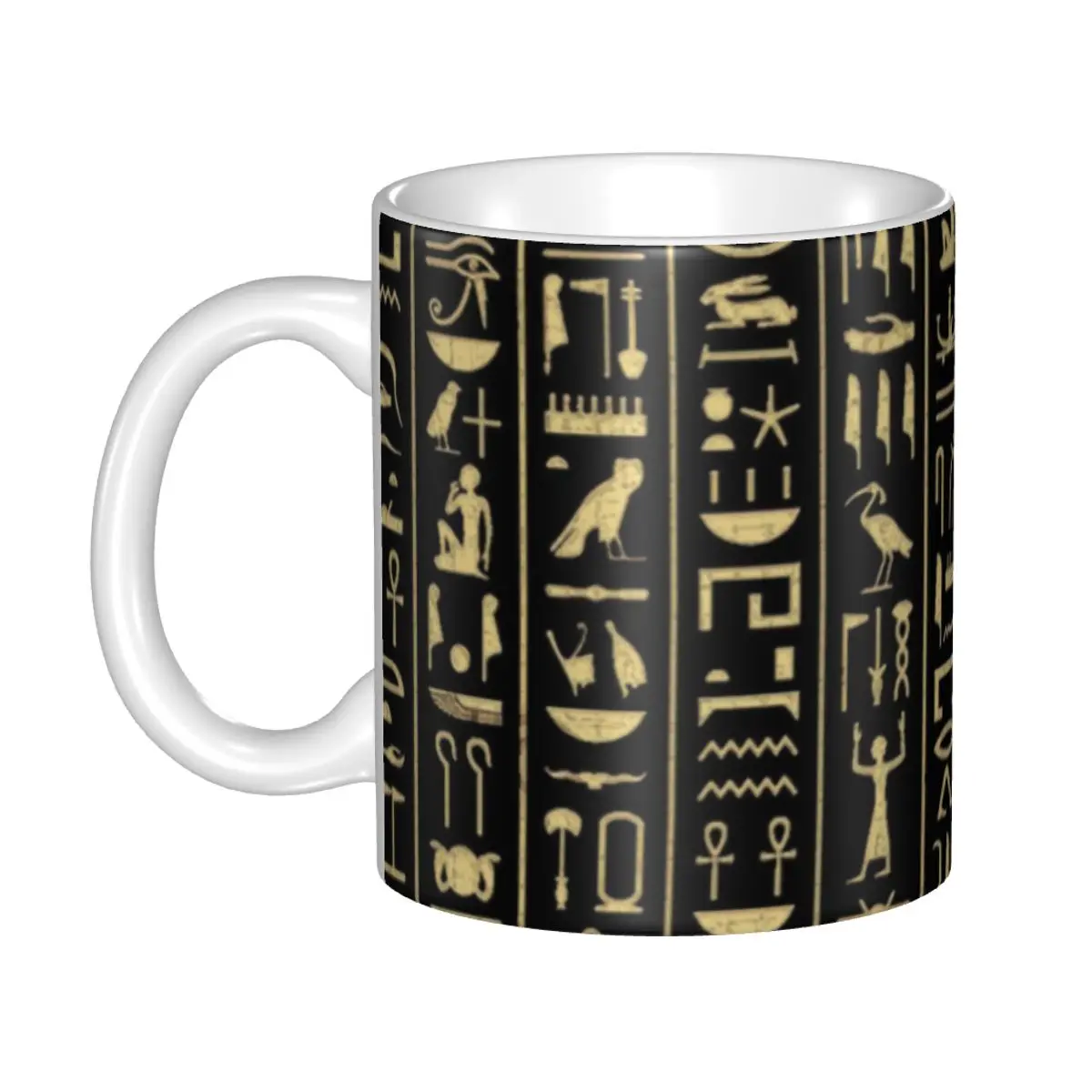 

Золотая кофейная кружка с иероглифом, сделай сам, индивидуальная керамическая кружка с изображением египетского искусства для молока и чая...