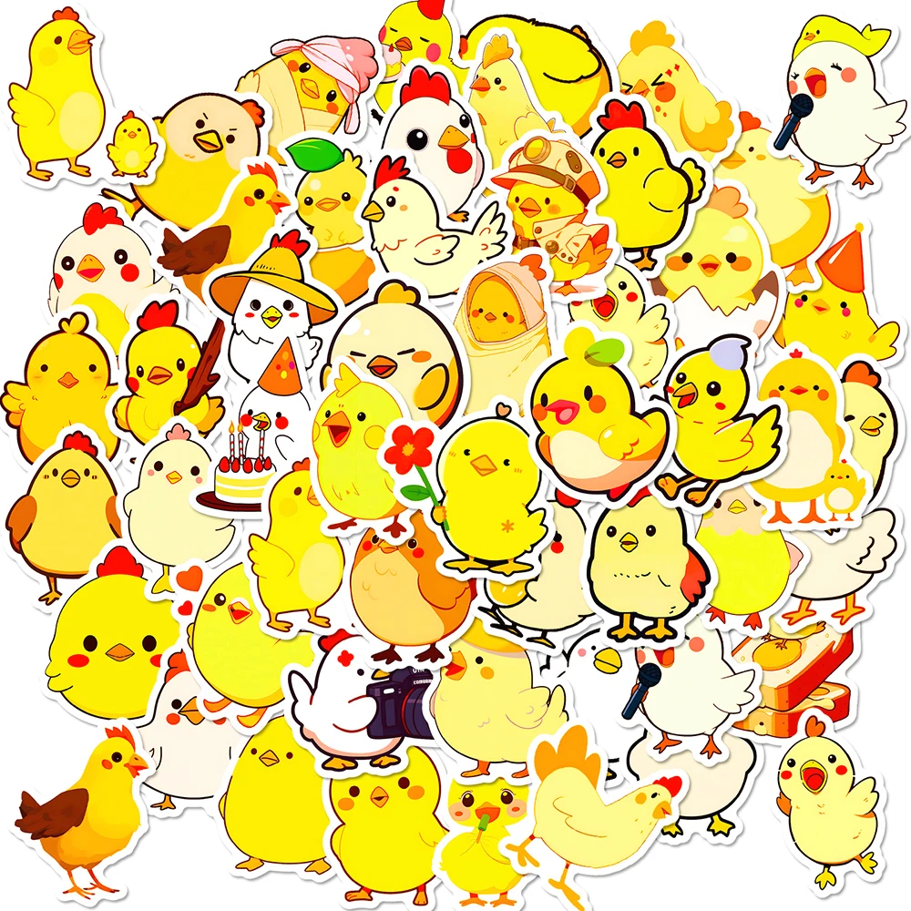 

10/50Pcs Cartoon Cute Funny Chicken Graffiti Stickers Luggage Laptop Scrapbooking Phone Car Helmet DIY Comics Sticker Party Gift
