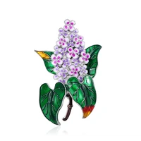 purple enamel flower brooches women wedding party casual daily clothing dress rhinestone brooch pins jewelry gifts