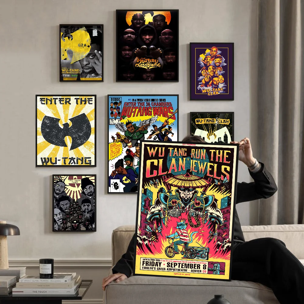 W-WU-T-TANG C-CLAN Classic Anime Movie Sticky Posters Fancy Wall Sticker For Living Room Decoration Vintage Decorative Painting