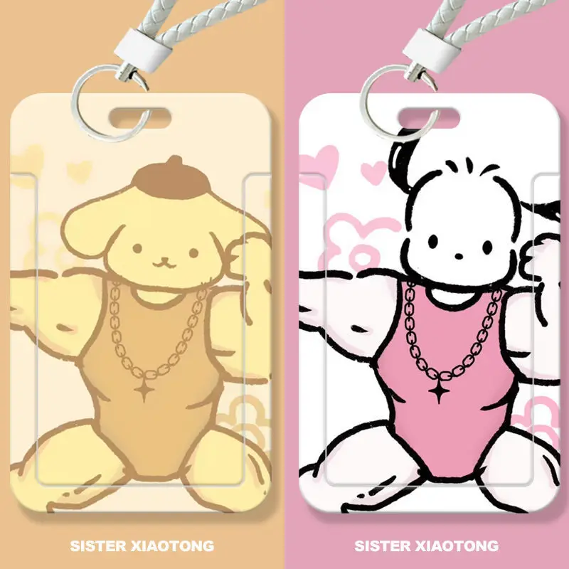 

Sanrio Cinnamoroll Hello Kittys My Melody Kuromi Anime Card Cover Keychain Beauty Girls Pattern Campus Meal Card Set Doll Toys
