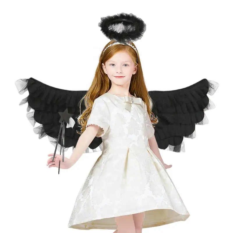 

Angel Wings For Kids Fairy Wing Costume With Halo And Fairy Wand Princess Wings Halloween Angel Wing Dress Up Cosplay Props