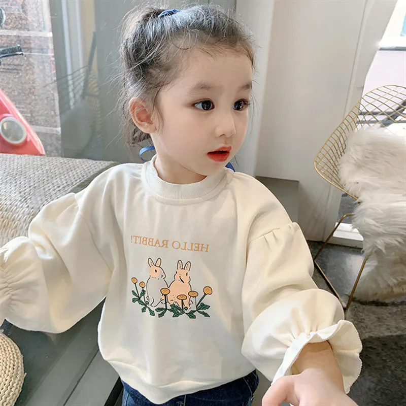 

2-8T Toddler Kid Baby Girls Clothes Spring Long Sleeve Girls Sweatshirt Rabbit Print Cute Hoodies Infant Streetwear Girl Outfit